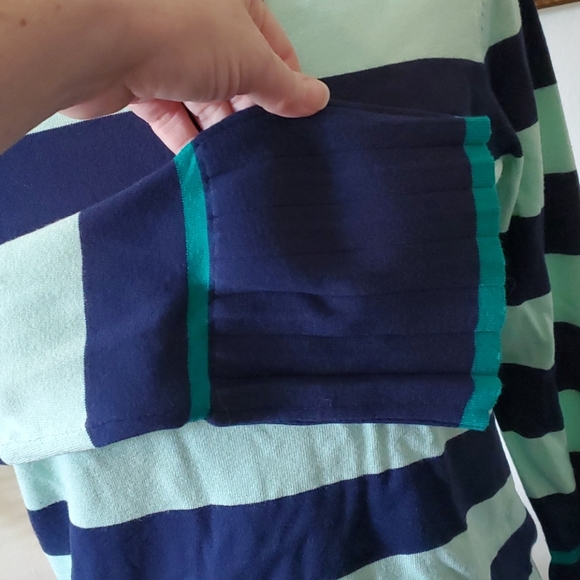 Talbots blue & green sweater w/ bell sleeves - Picture 3 of 10